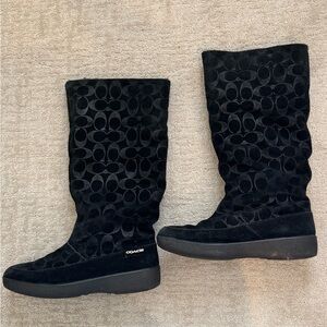 Coach Tamala Black Suede Shearling Boots